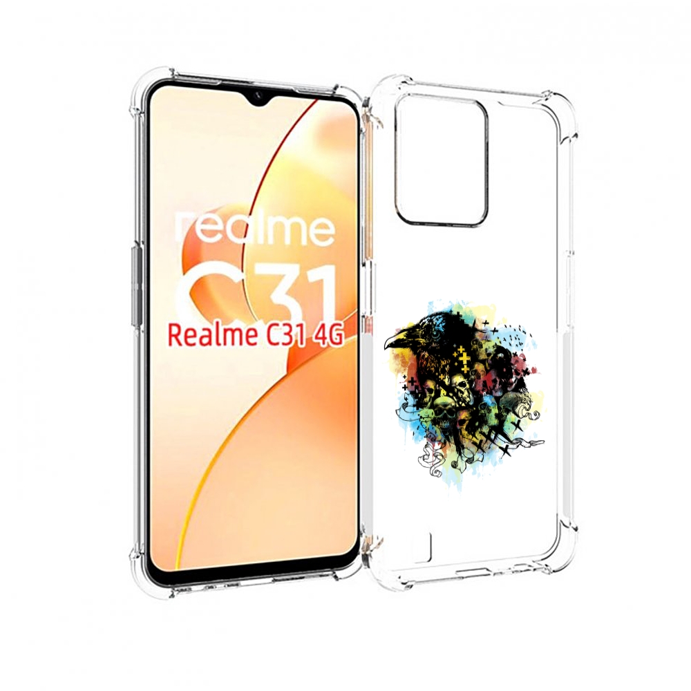 

Чехол MyPads ворон и черепа для OPPO Realme C31, Прозрачный, Tocco