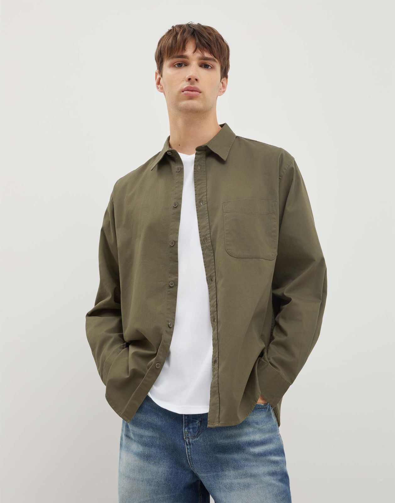 

Рубашка мужская Gloria Jeans BWT001749 хаки S/182, BWT001749