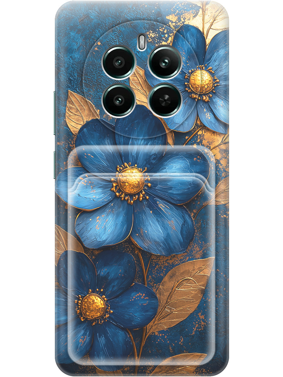

Силиконовый чехол на Realme 12+ 5g / Narzo 70 Pro 5g с принтом с карманом для карты 835585, Прозрачный;золотистый;синий, 783983223