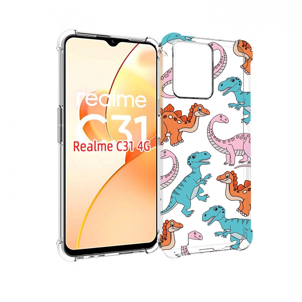 

Чехол MyPads разные-динозаврики для OPPO Realme C31, Прозрачный, Tocco
