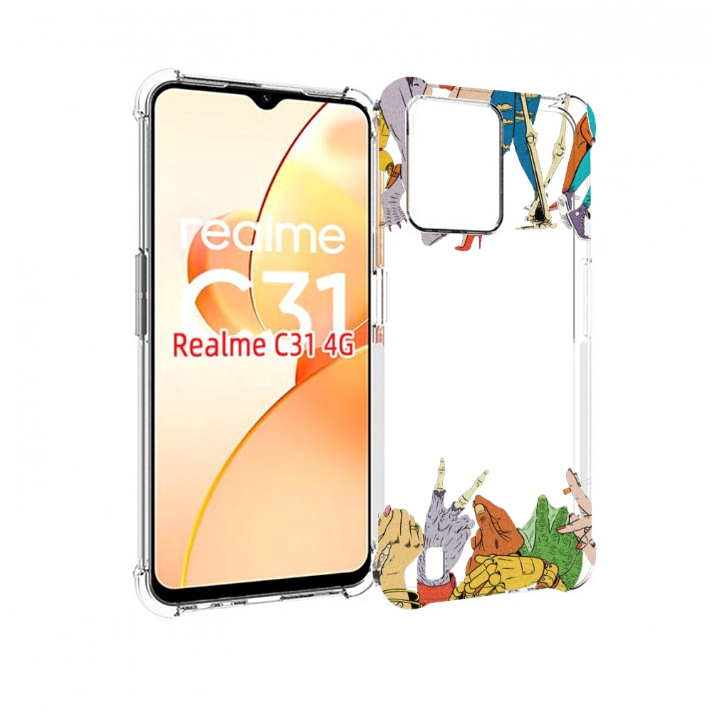 

Чехол MyPads разные персонажи пальчики для OPPO Realme C31, Прозрачный, Tocco