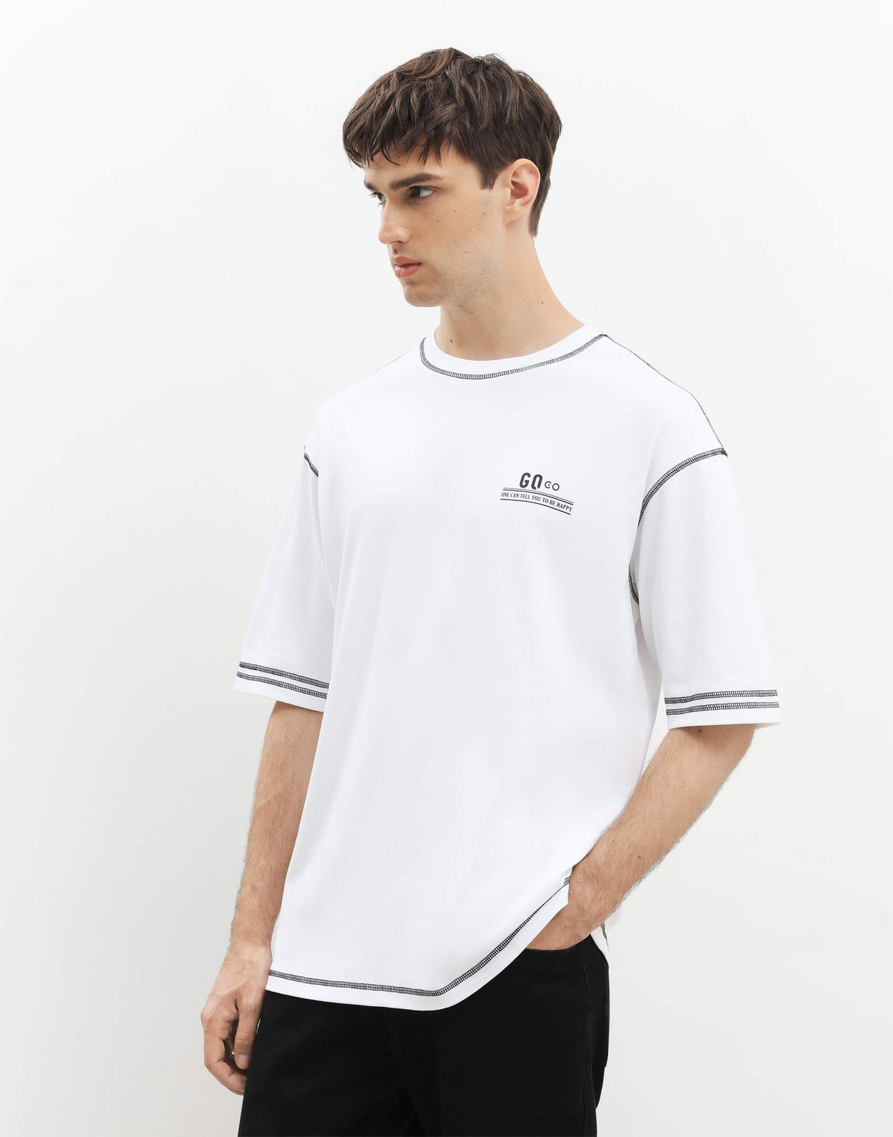 

Футболка мужская Gloria Jeans BKT014529 белый S/182, BKT014529