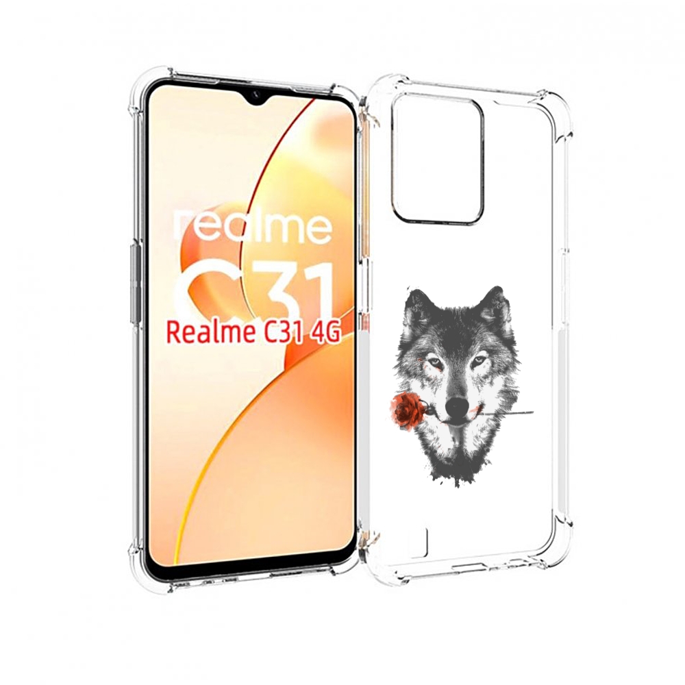 

Чехол MyPads волк с розой для OPPO Realme C31, Прозрачный, Tocco
