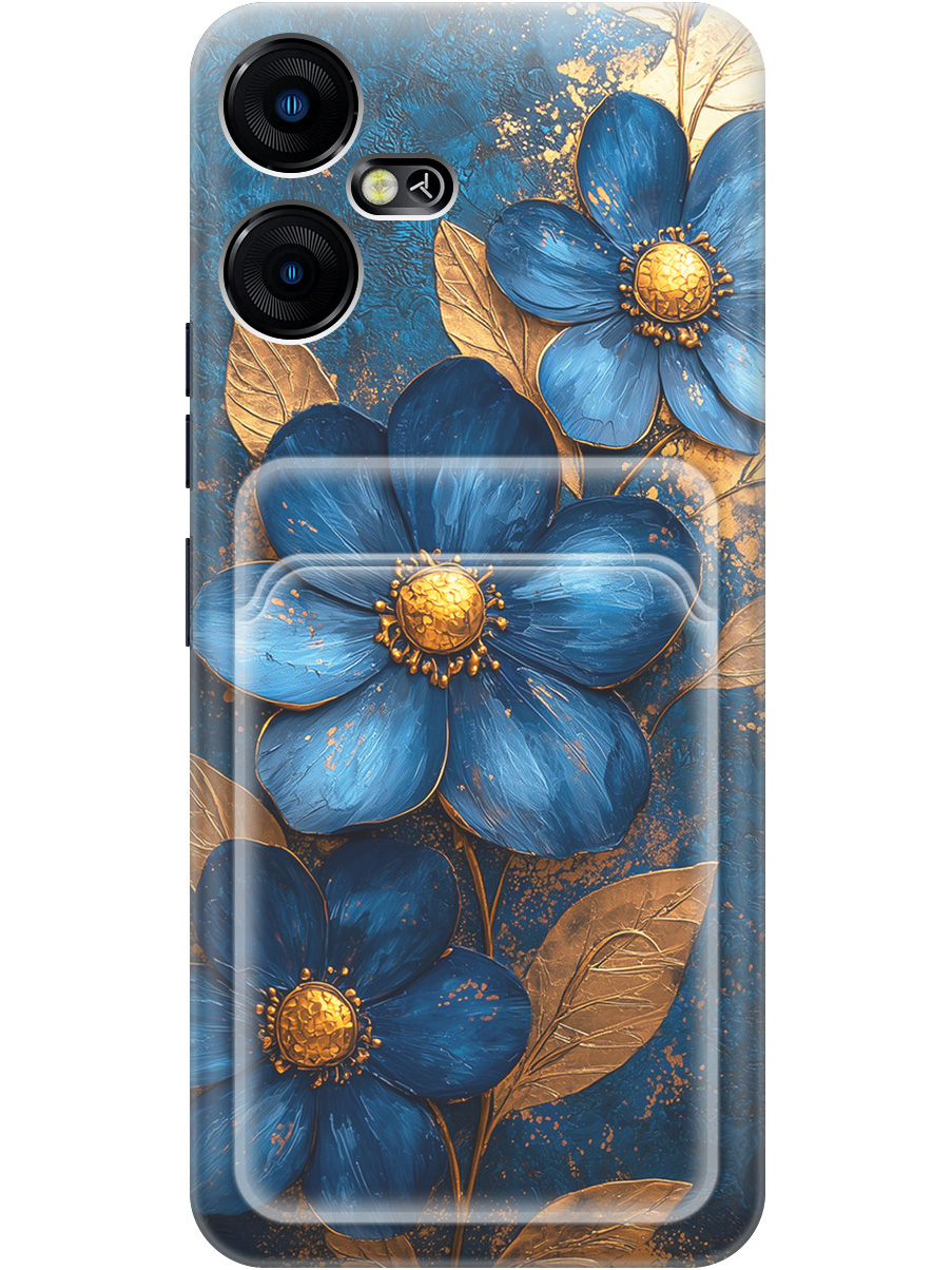 

Силиконовый чехол на Tecno Pova Neo 3 с принтом с карманом для карты 835548, Прозрачный;золотистый;синий, 778683523