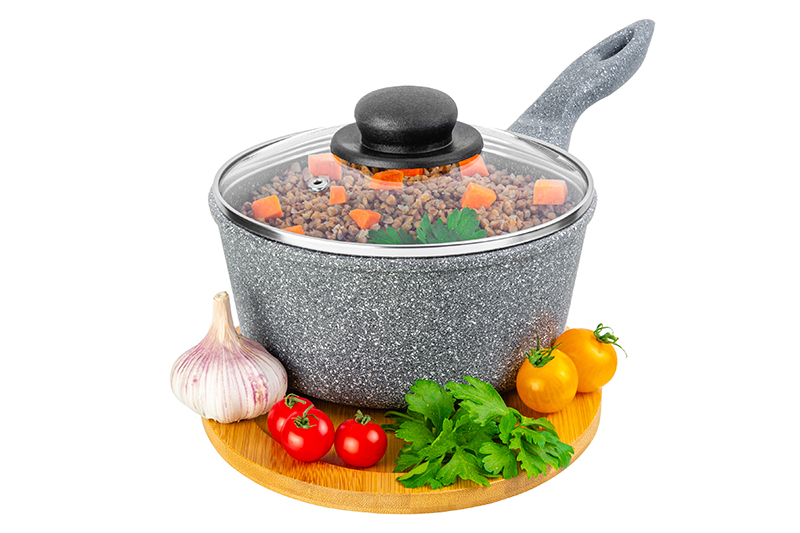 

Ковш 1,5 л Elan Gallery ГАРМОНИЯ ВКУСА Серый мрамор с крышкой D18, несъёмная ручка, Гармония вкуса