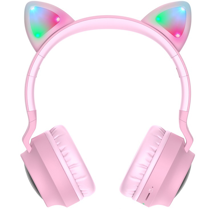 фото Беспроводные наушники hoco w27 cat ear - розовые