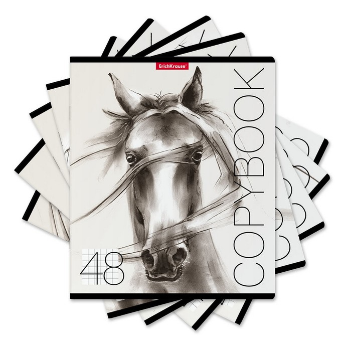 Тетрадь 48 л в клетку ErichKrause Wild Horse, обложка мелованный картон, блок офсет, МИКС