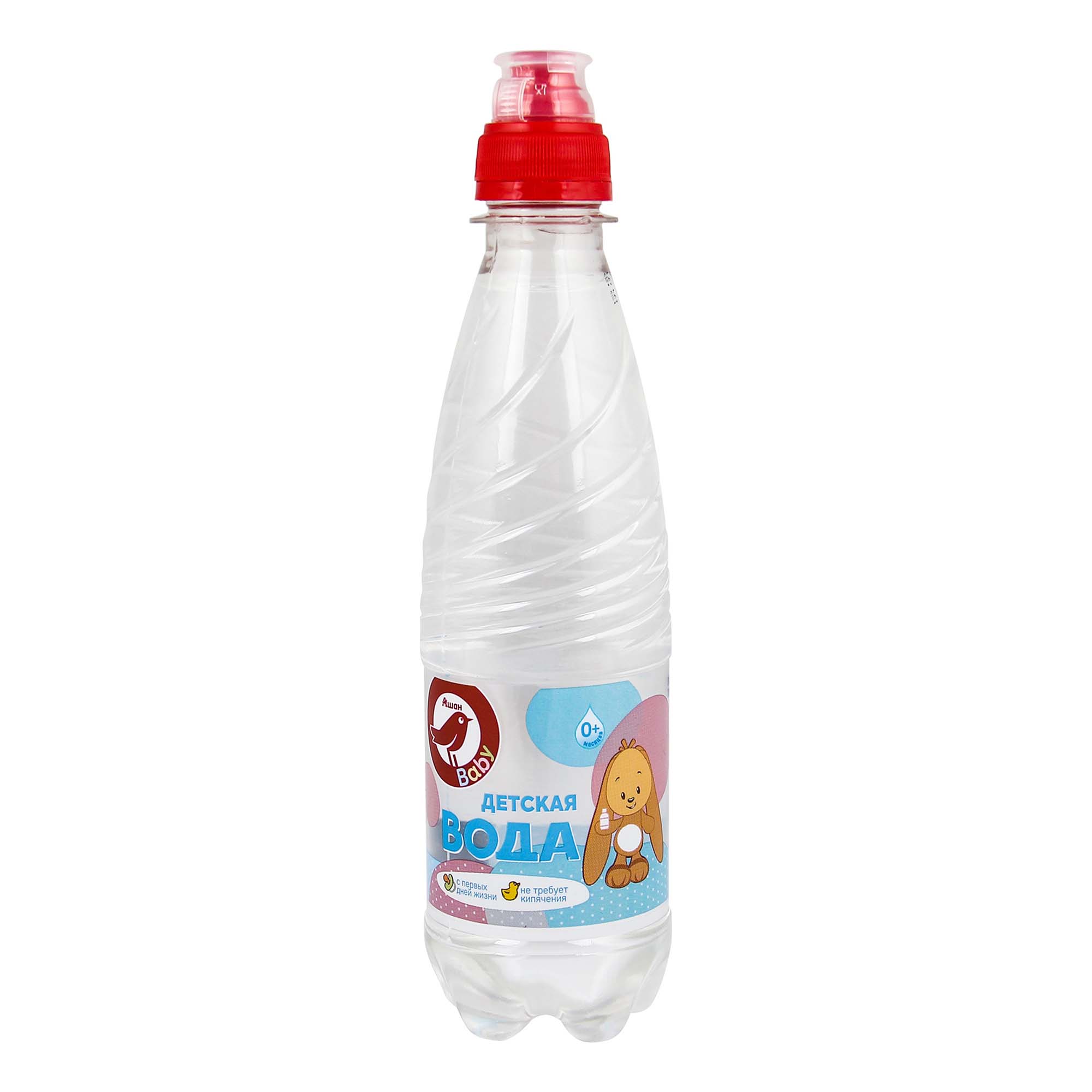 Вода питьевая для детского питания АШАН Красная птица негазированная 0,33 л
