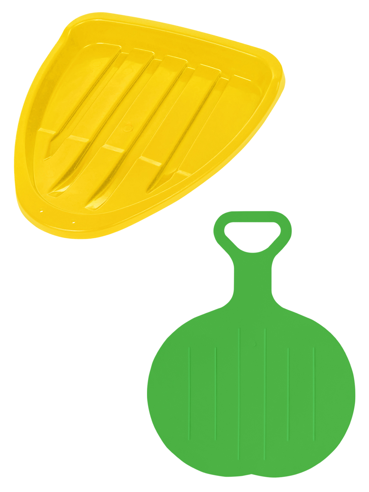 Игровой зимний набор Винтер Ледянка Треугольник желтая + Ледянка круглая зеленая