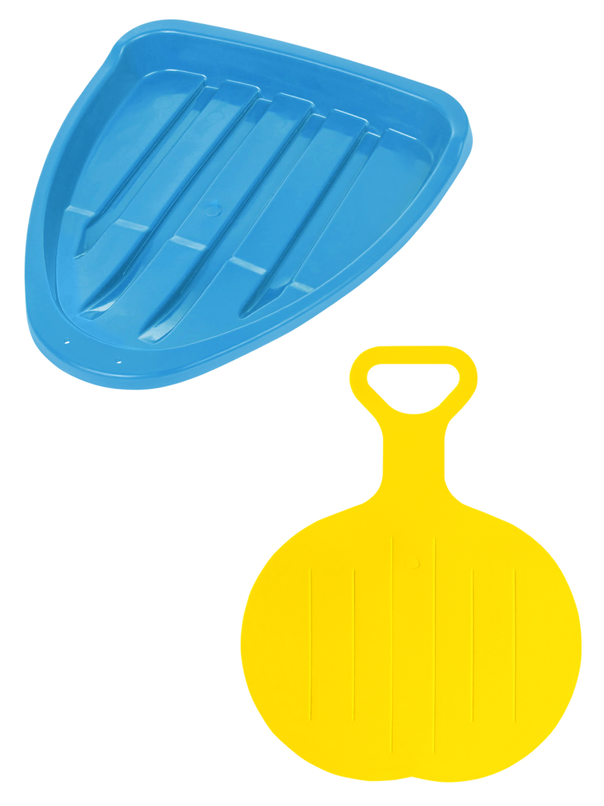 фото Игровой зимний набор винтер ледянка треугольник голубая + ледянка круглая желтая