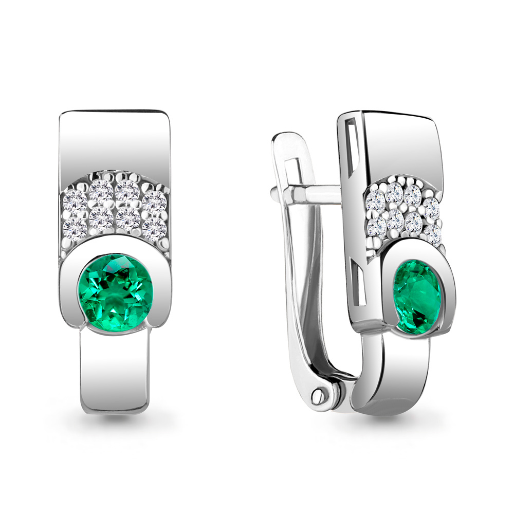 

Серьги из серебра с изумрудом Aquamarine 43477АГ_925_р, 43477АГ_925_р