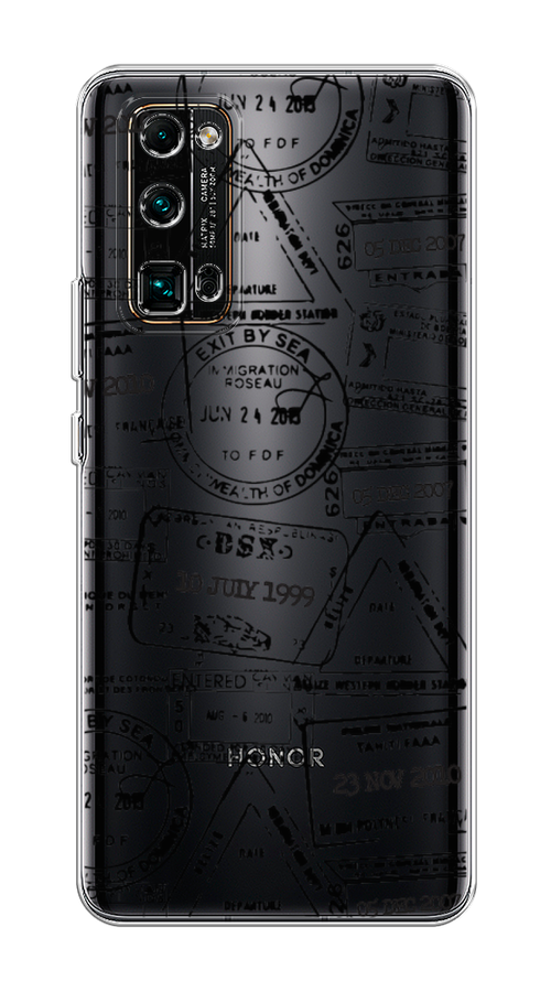 

Чехол на Honor 30 Pro Plus "Visa stamps 2", Белый;черный;серый, 612250-2