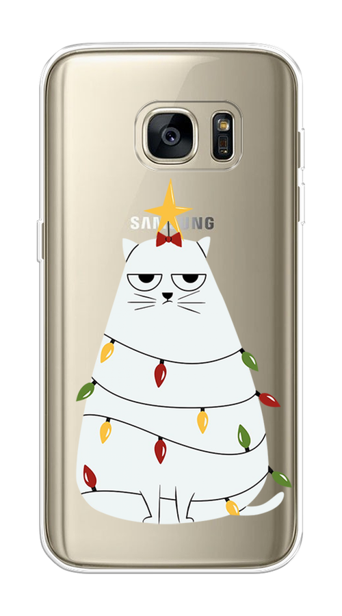 

Чехол на Samsung Galaxy S7 edge "Котик в гирлянде", Белый;красный;желтый, 24650-1