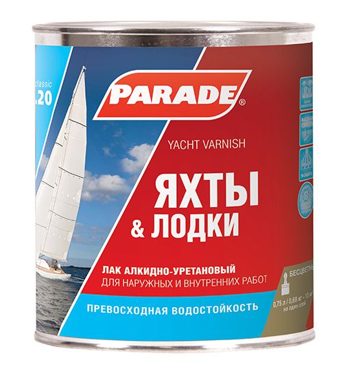 фото Лак яхтный алкидно-уретановый parade l20 яхты &лодки глянцевый 0,75л