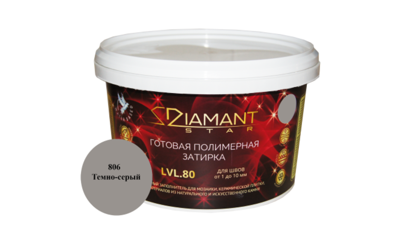 Затирка Живая Краска Diamant Star lvl.80 цвет темно-серый 806