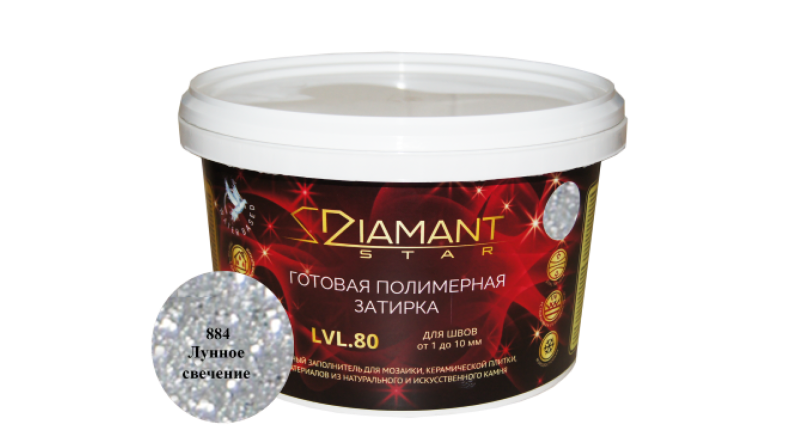 фото Готовая полимерная затирка diamant star lvl.80, цвет лунное свечение 884 живая краска