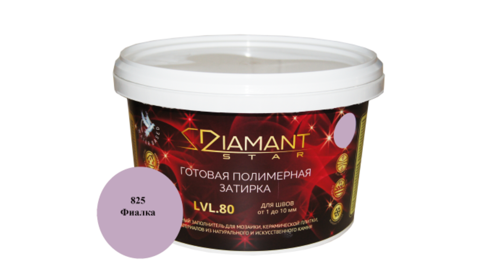 фото Готовая полимерная затирка diamant star lvl.80, цвет фиалка 825 живая краска