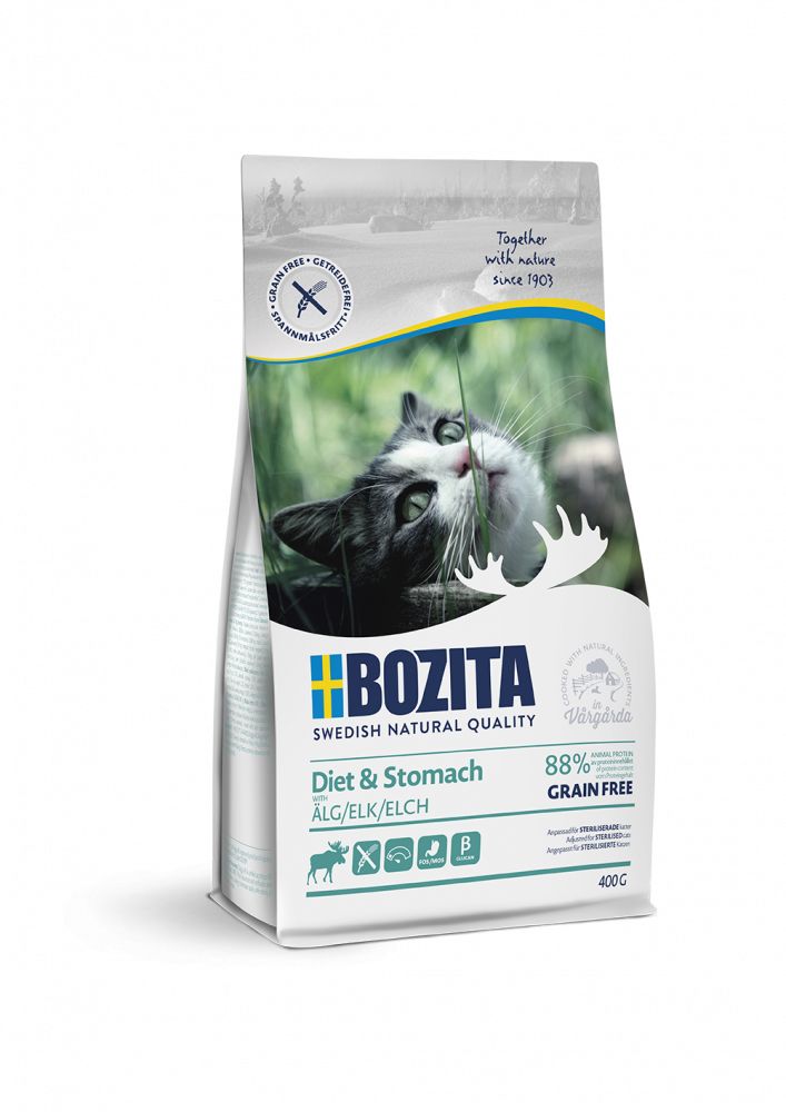 фото Сухой корм для кошек bozita diet & stomach grain free, лось, 0.4кг