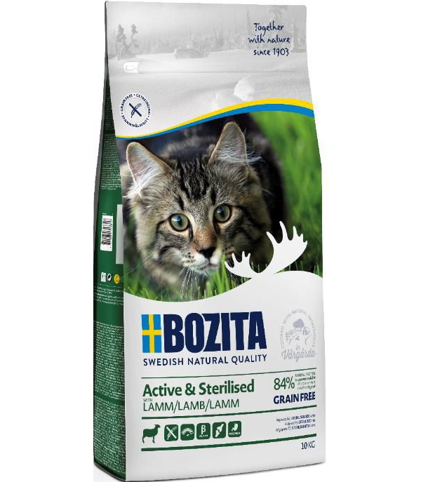 фото Сухой корм для кошек bozita active & sterilised grain free, ягненок, 0.4кг