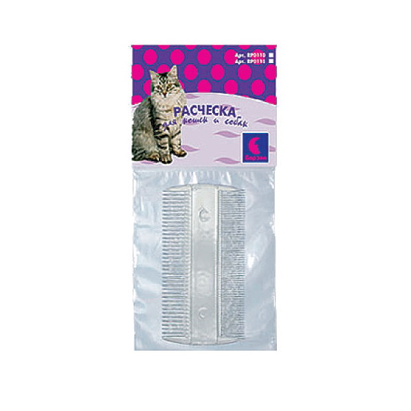 Расческа для кошек и собак Дарэлл пластик, цвет серый, 9,5х5х0,2 см