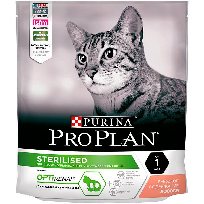 Сухой корм для кошек PRO PLAN Sterilised Optirenal, кролик, 0,4кг