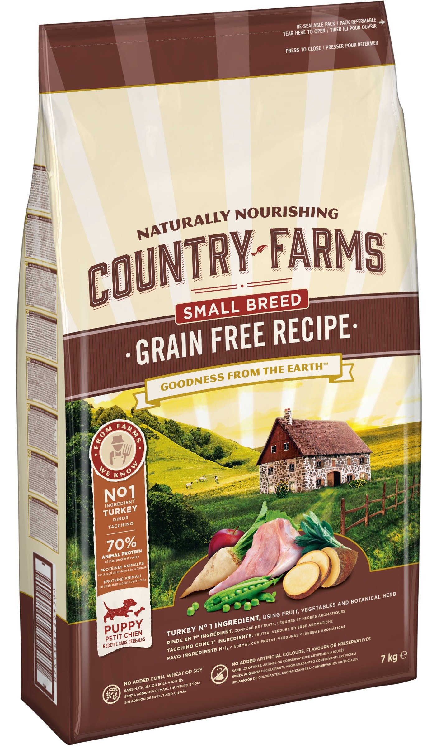 

Сухой корм для щенков мелких пород Country Farms Grain Free Recipe , индейка, 7кг, Grain Free Recipe