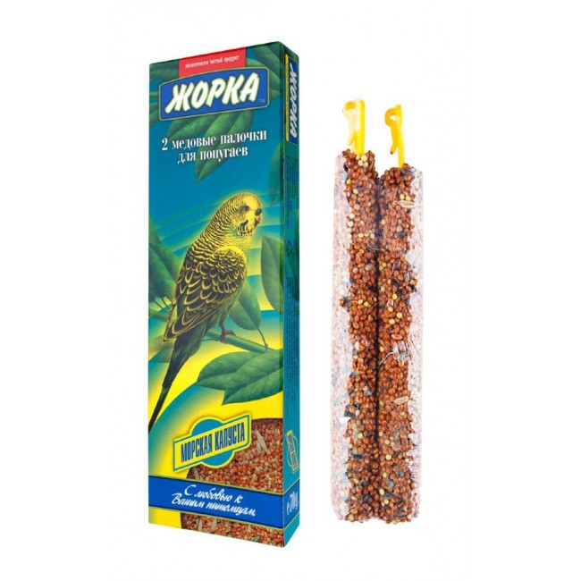 Лакомство для попугаев Жорка 2 медовые палочки, морская капуста, 70 гр