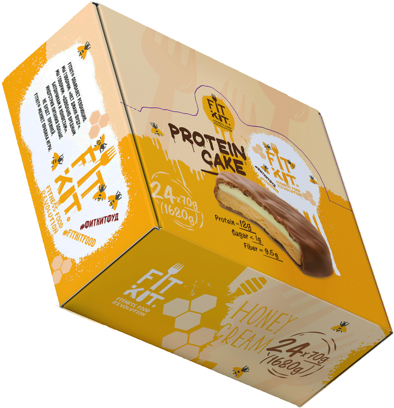 Печенье Fit Kit Protein Cake 24 70 г, 24 шт., медовый крем