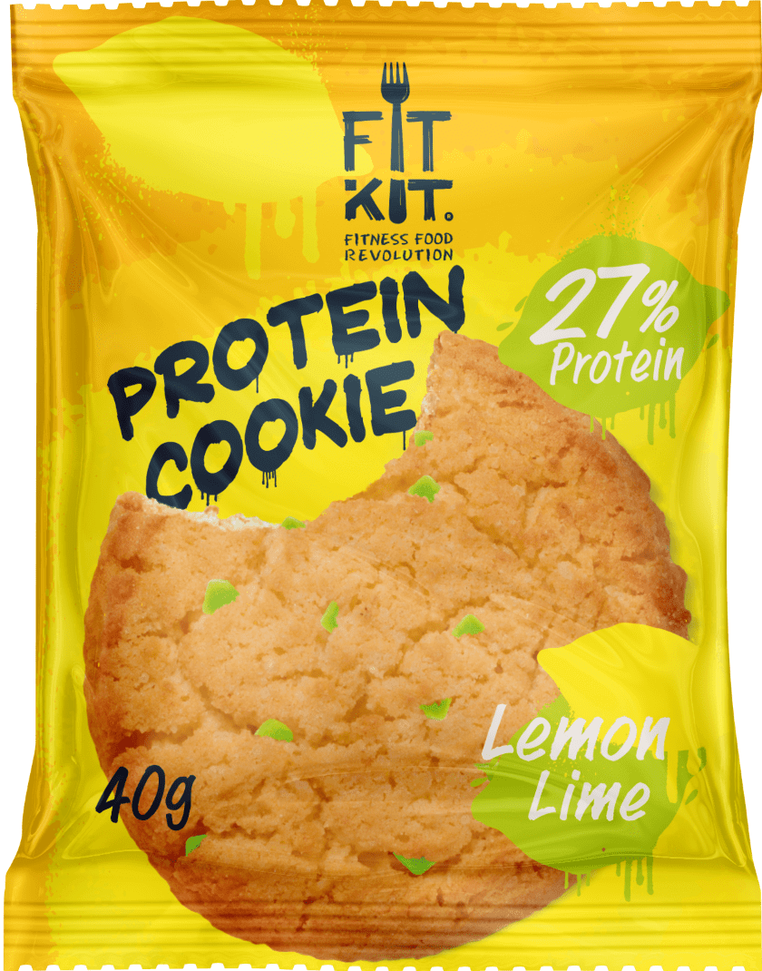 фото Печенье fit kit protein cookie 24 40 г, 24 шт., лимон/лайм