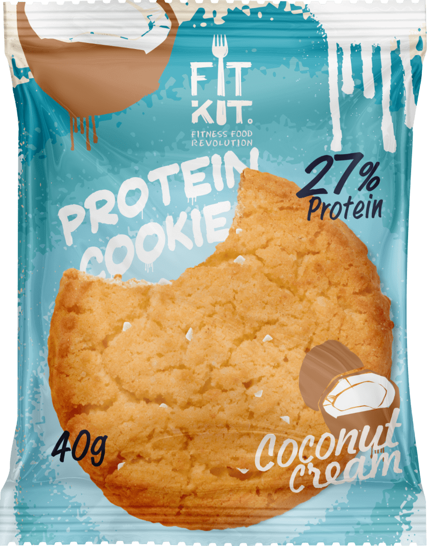 фото Печенье fit kit protein cookie 24 40 г, 24 шт., кокосовый крем