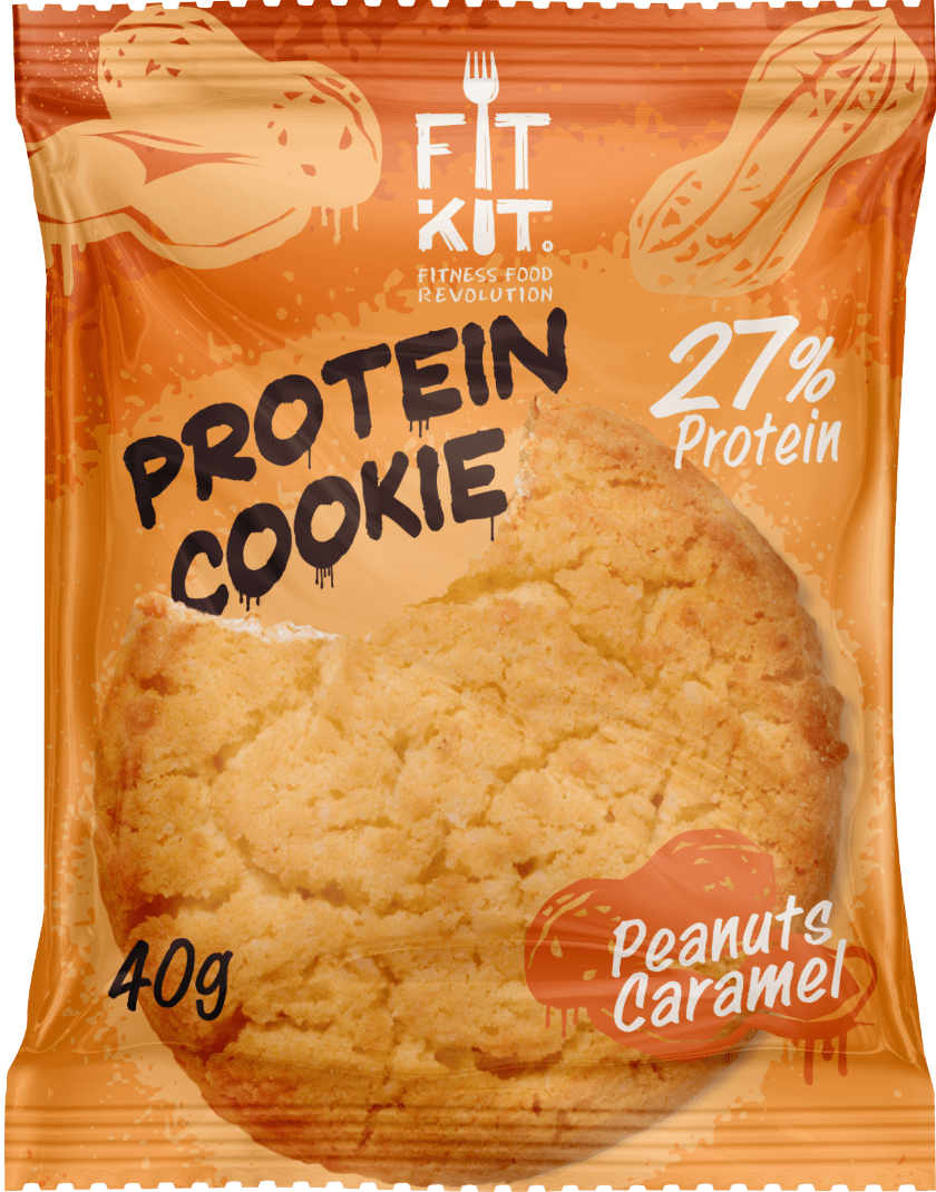 Печенье Fit Kit Protein Cookie 24 40 г, 24 шт., арахис/карамель