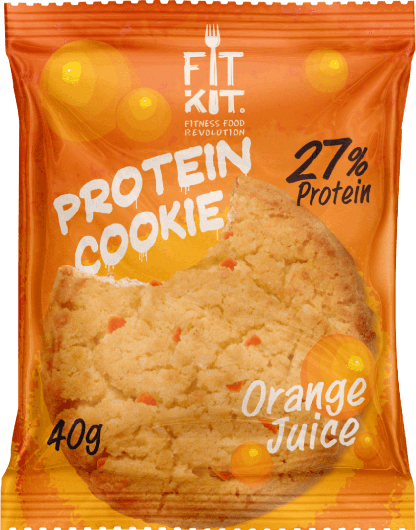 фото Печенье fit kit protein cookie 24 40 г, 24 шт., апельсиновый сок