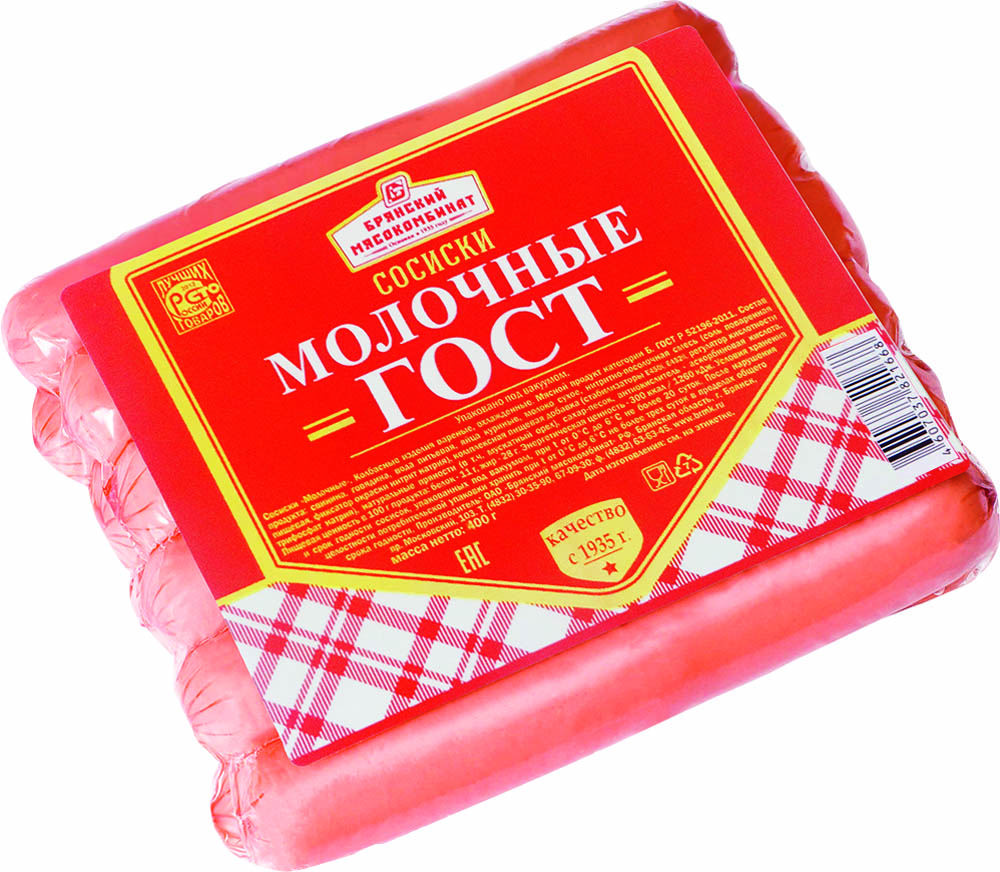 

Сосиски молочные гост 400г брянский мк, молочные