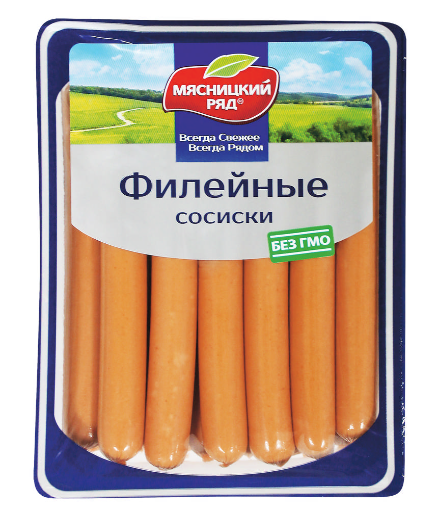 

Сосиски филейные газ.упак.830г мясницкий ряд
