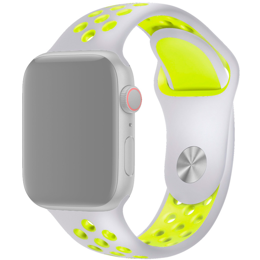 фото Ремешок innozone для apple watch silicone 38/40 mm vent - grey/lime (apwtsih38-03)