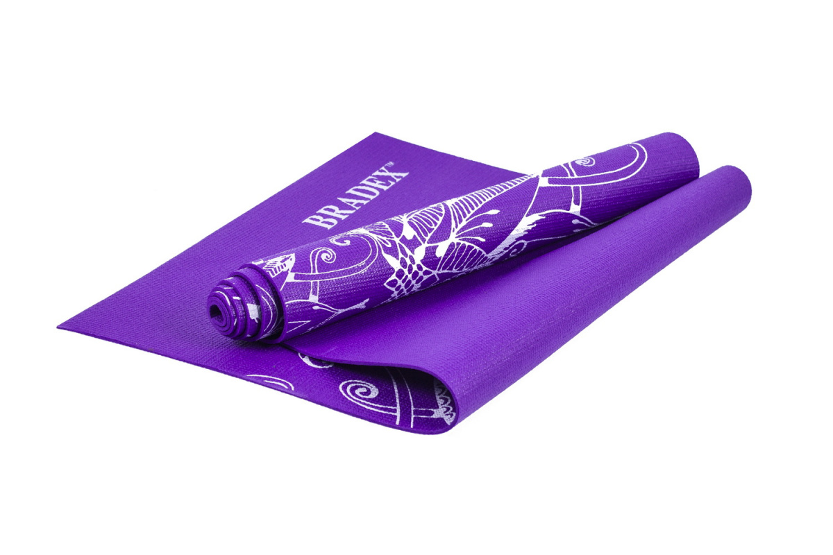 фото Коврик для йоги, с рисунком "виолет", 173x61x0,4 см, цвет: фиолетовый bradex