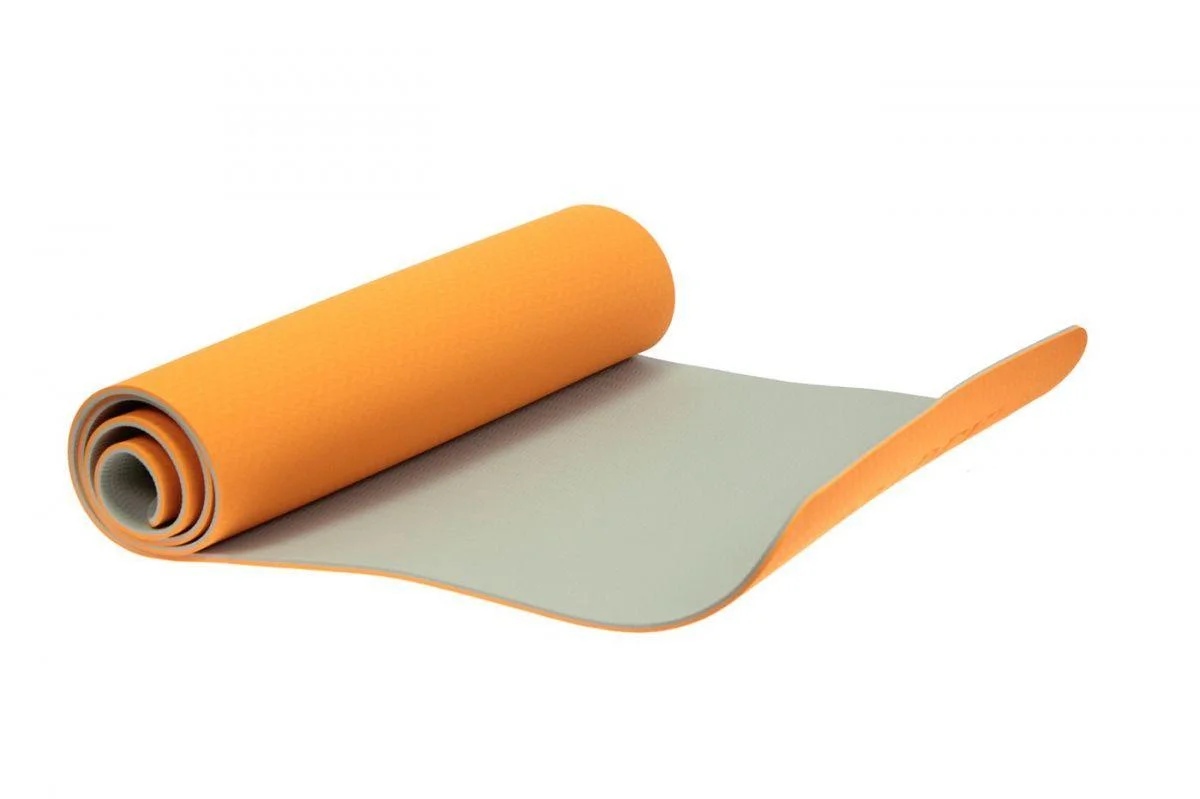 фото Коврик для йоги двухслойный, оранжевый, серый, 183x61x0,6 см, tpe bradex
