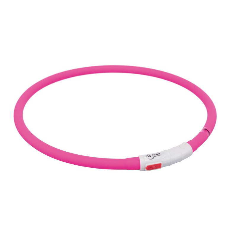 фото Trixie мигающее кольцо для собак usb, силикон, xs–xl: 70 см/ф 10 мм, розовое
