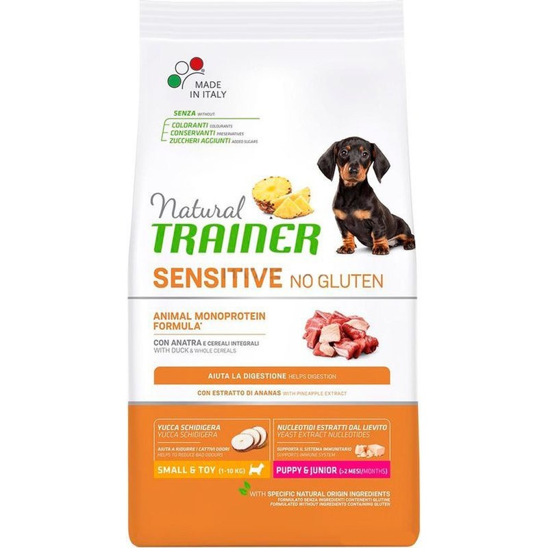 

Trainer Natural Sensitive No Gluten Puppy & Junior сухой корм для щенков с уткой 2 кг, Natural Sensitive