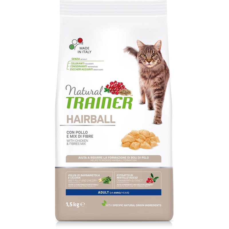 Сухой корм для кошек Trainer Natural Hairball для выведения шерсти, с курицей, 1,5 кг