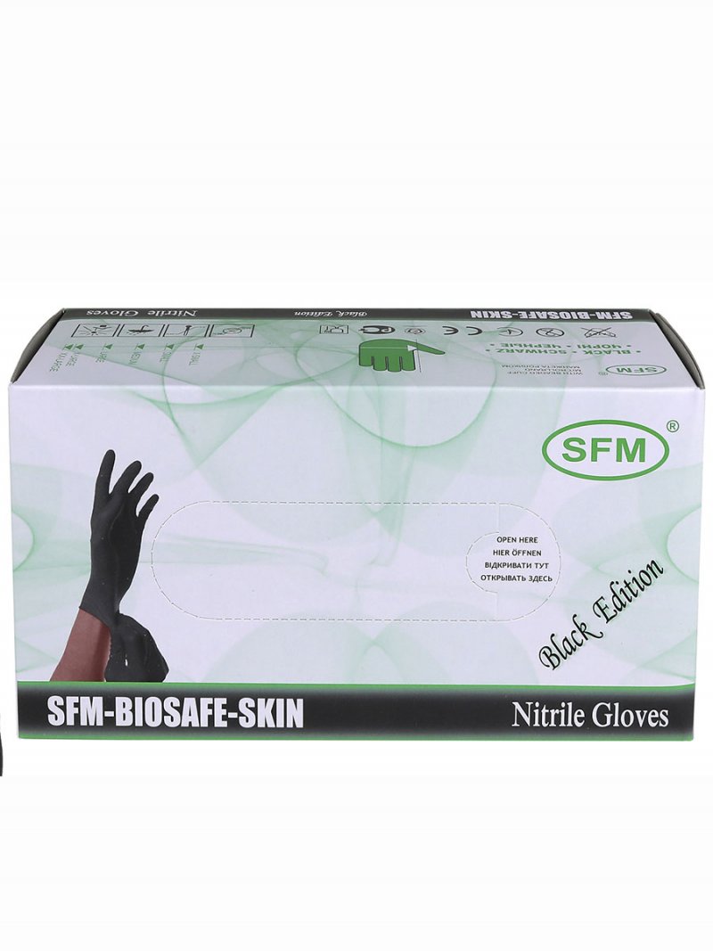 

Перчатки медицинские SFM Hospital Products BIOSAFE-SKIN  черный 100 пар, Biosafe-Skin