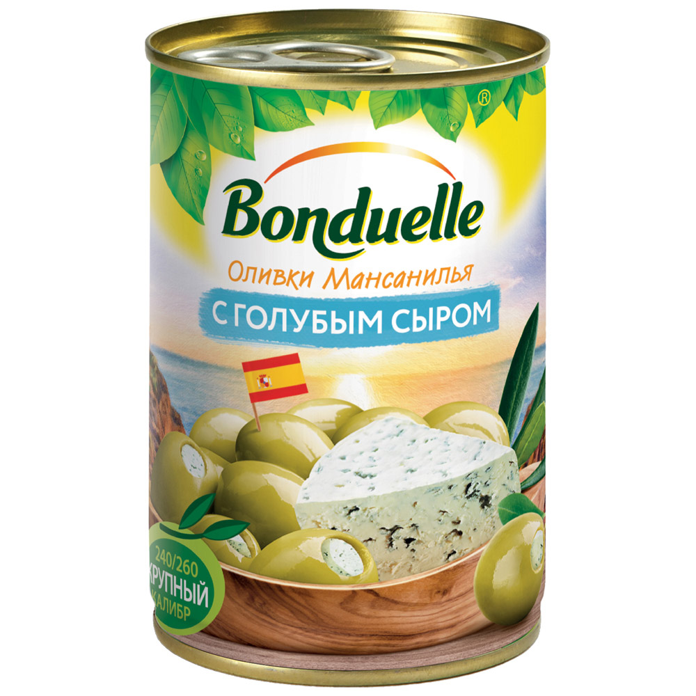 

Оливки Bonduelle с голубым сыром 314мл Испания