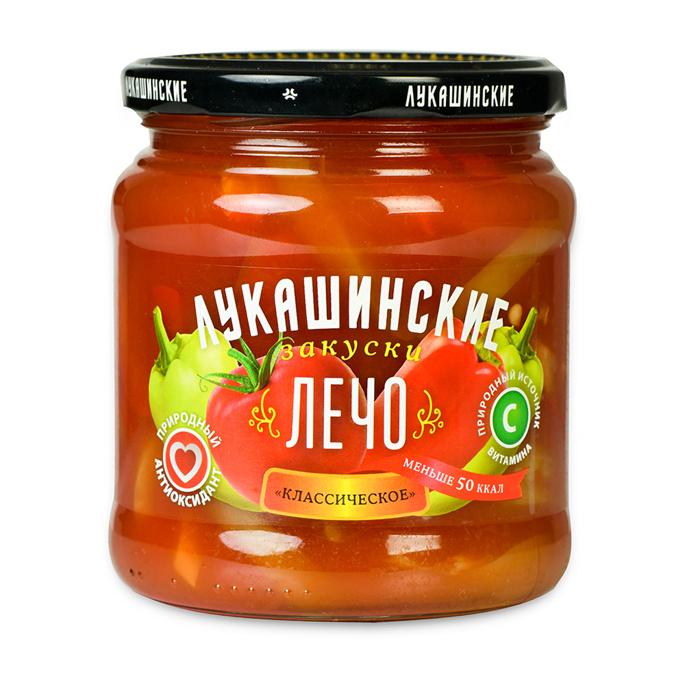 

Лечо Лукашинские классическое натуральное ООО "Росконсервпродукт" 450г стекло Россия