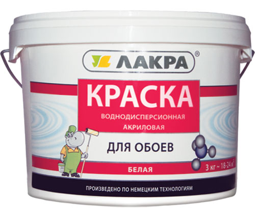 

Краска Лакра для обоев, белый, 14 кг, для обоев