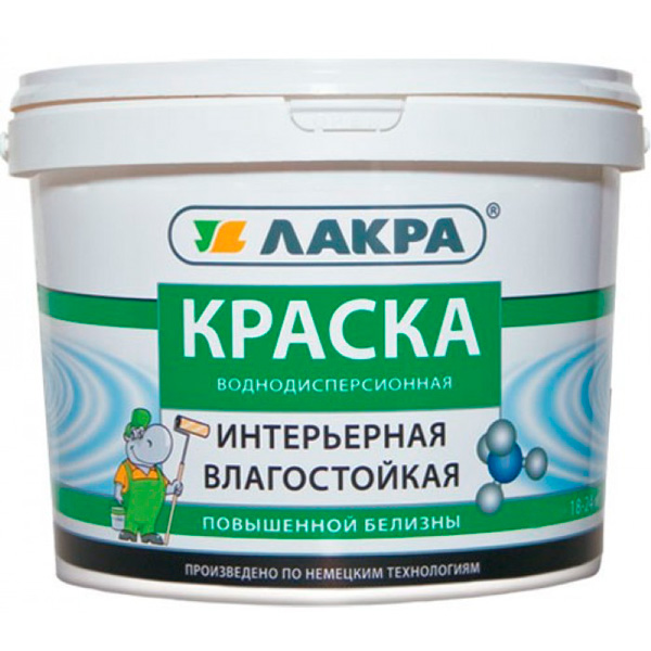 

Краска Лакра влагостойкая повышенной белизны, белый, 6,5 кг, влагостойкая