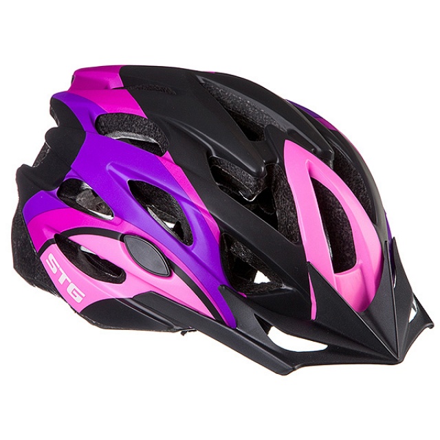 Велосипедный шлем STG MV29-A, розовый/фиолетовый/черный, M