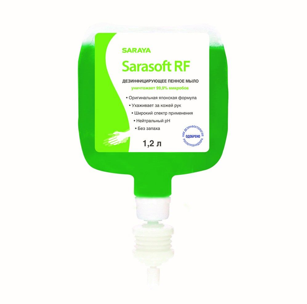 Дезинфицирующее пенное мыло Sarasoft RF 1,2 л птичий февраль