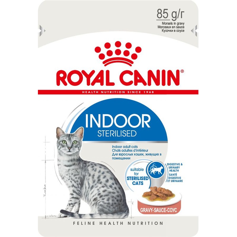 фото Влажный корм для кошек royal canin indoor sterilised, мясо в соусе, 12шт, 85г