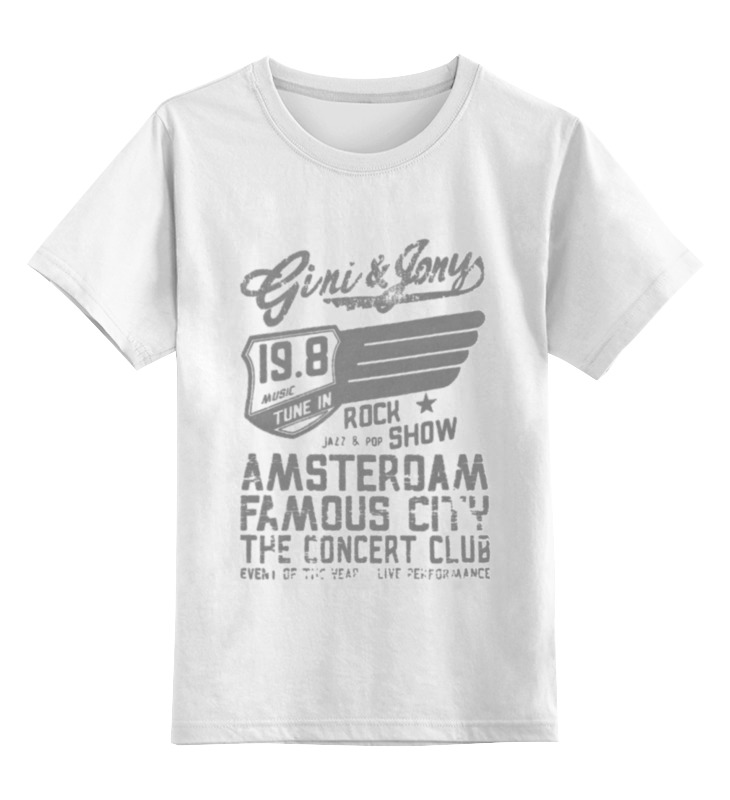 Детская футболка Printio Gini & jony boy amsterdam rock show цв.белый р.104