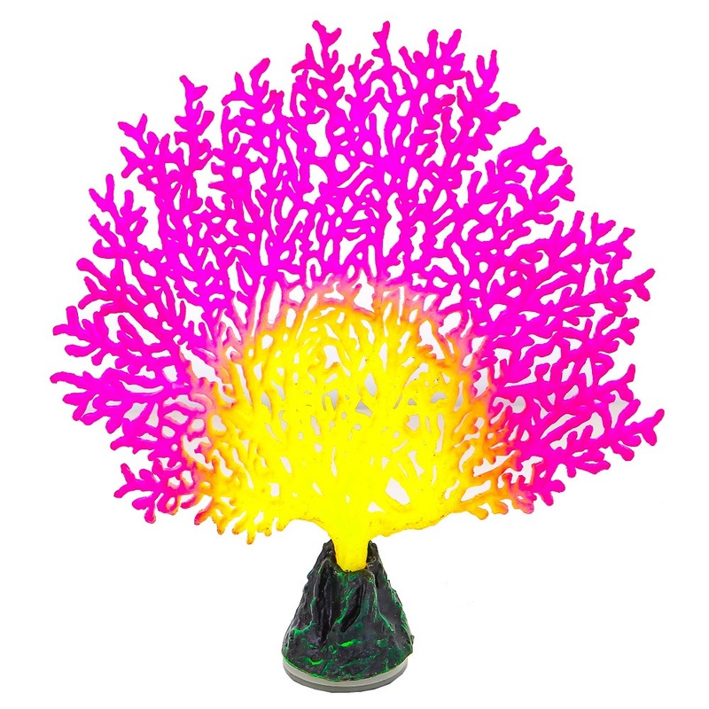 

Искусственный коралл Gloxy Коралл веерный, флуоресцентный, розовый, 13.5х3х16 см, Коралл веерный